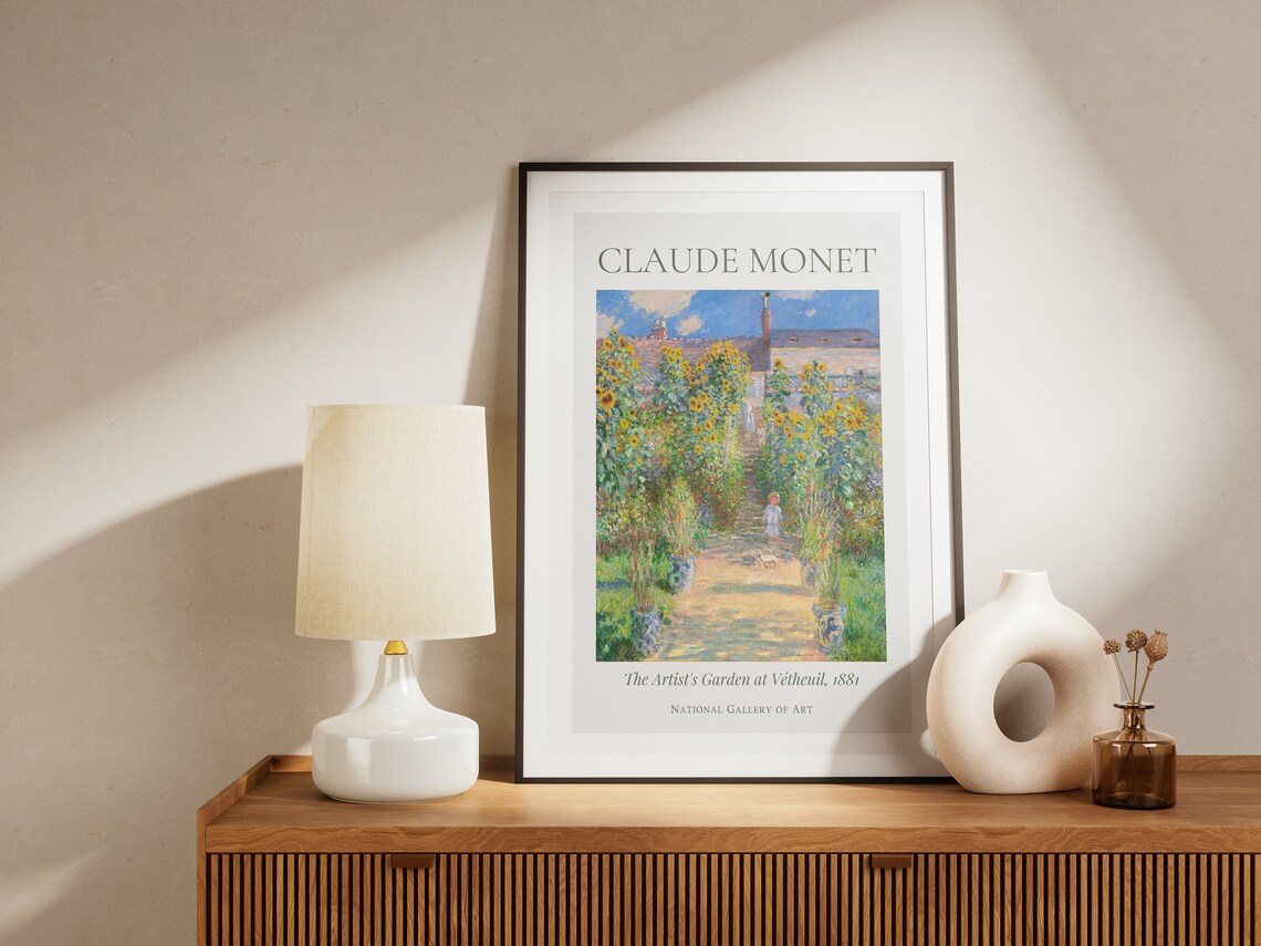 Monet The Artists Garden at Vetheuil Sunflowers 1881 Landscape Art Poster - Image 2