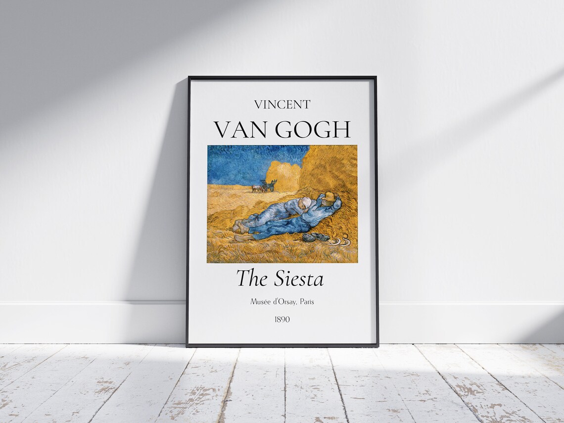 Van Gogh The Siesta Harvest Rest Wheat Field 1890 Museum Exhibition Poster - Image 3