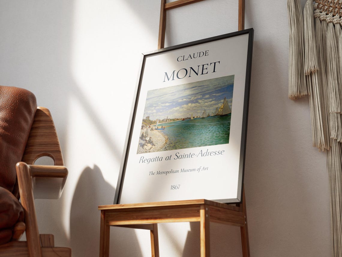 Claude Monet Regatta At Sainte Adresse 1867 Beach Exhibition Wall Art - Image 4