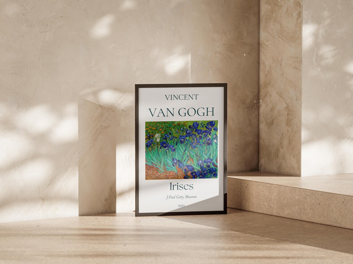 Van Gogh Irises 1889 Blue Iris Flowers Garden Getty Museum Poster - Image 4