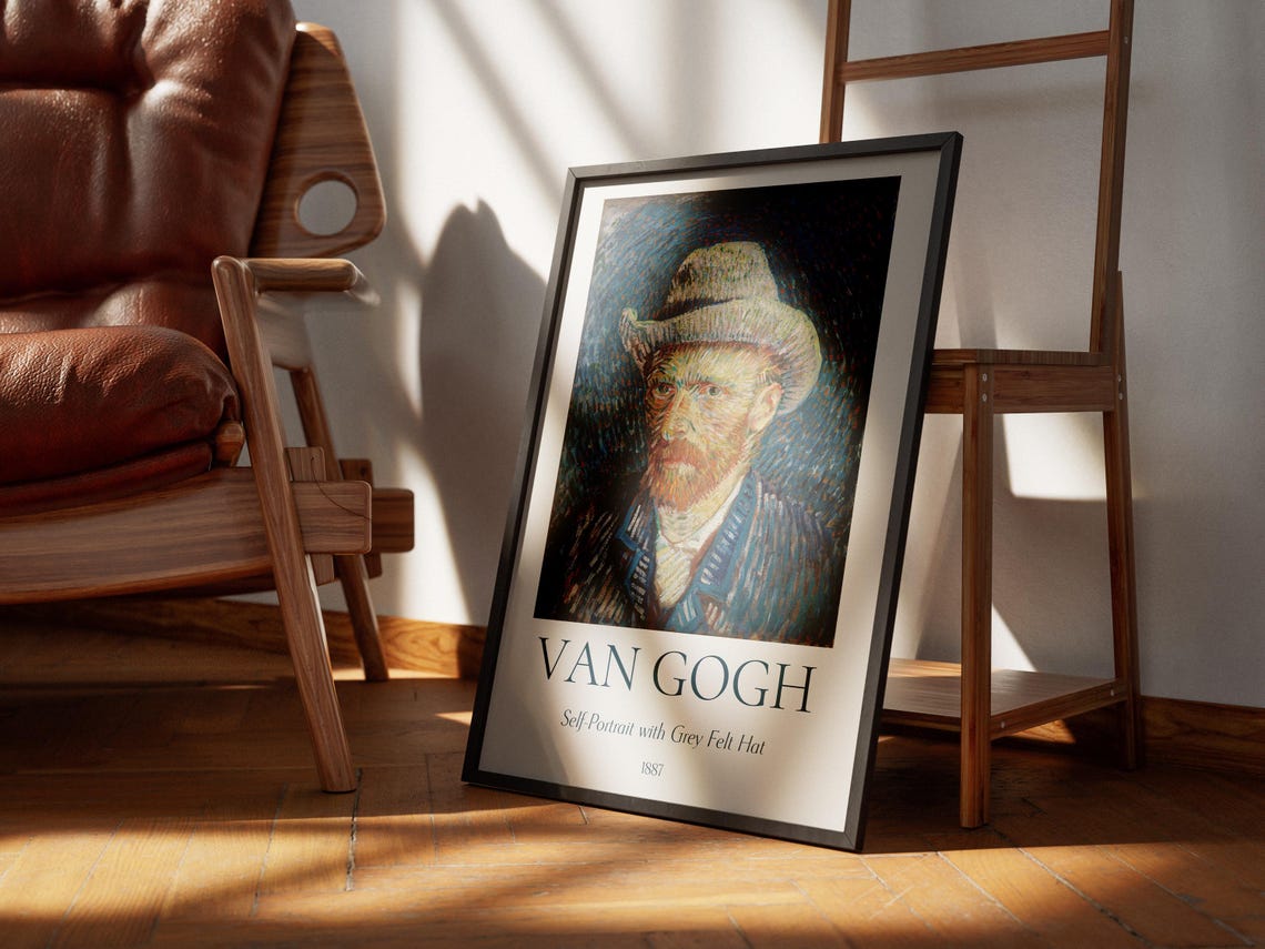 Van Gogh Art Print Self Portrait With Grey Felt Hat Van Gogh Exhibition Poster Van Gogh Painting Portrait Wall Art Famous Artist Poster - Image 5
