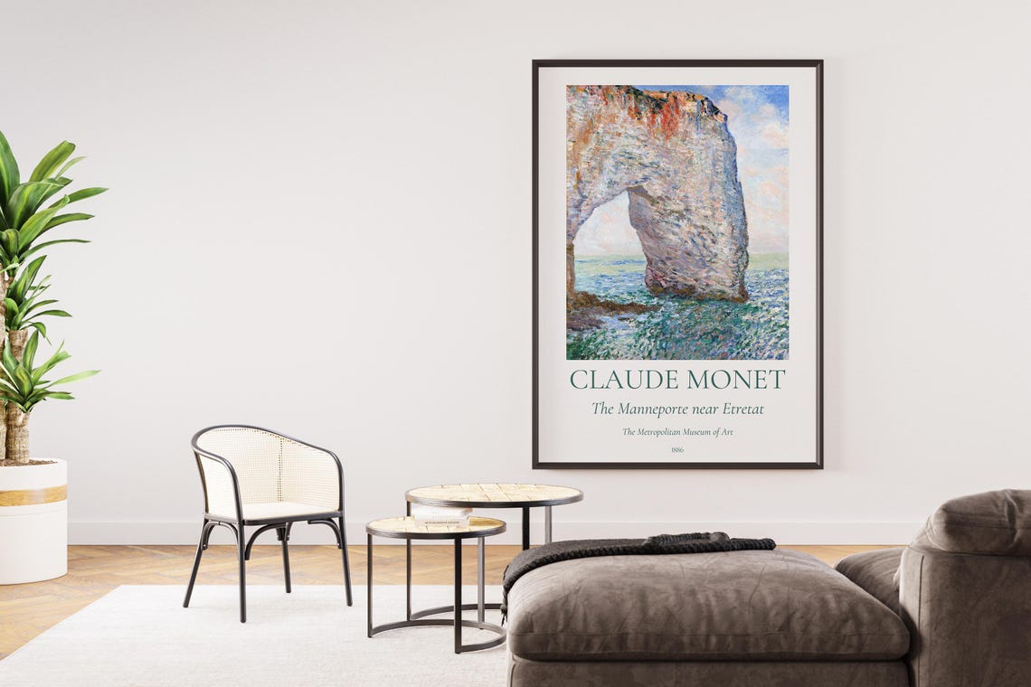 Monet The Manneporte near Etretat 1886 Chalk Cliffs Seascape Poster - Image 2