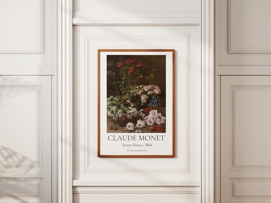 Monet Spring Flowers 1864 Dark Floral Still Life Bouquet Art Poster - Image 6
