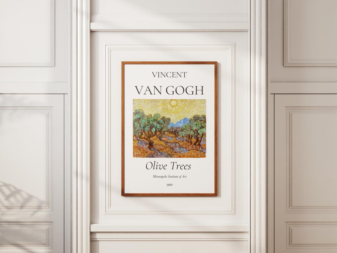 Van Gogh Olive Trees 1889 Golden Sun Yellow Landscape Art Poster - Image 7