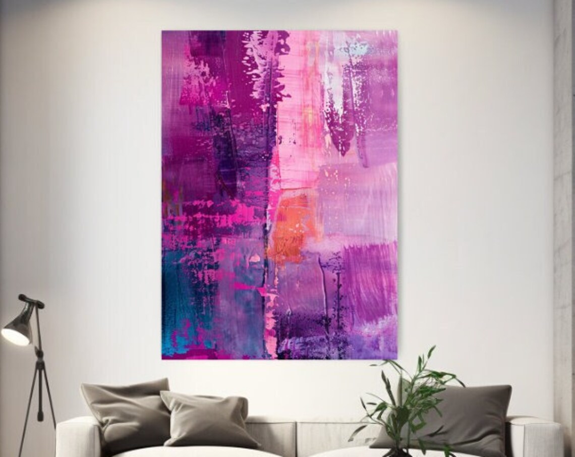 Magenta Pink Abstract Brushwork Painting Vibrant Modern Color Poster