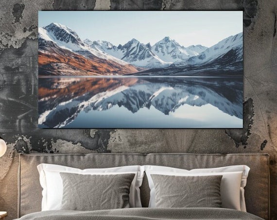 Mountains Reflection Nature Luxury Design Print Picture Home Decor Wall Art Gift Room Decor Ready To Hang