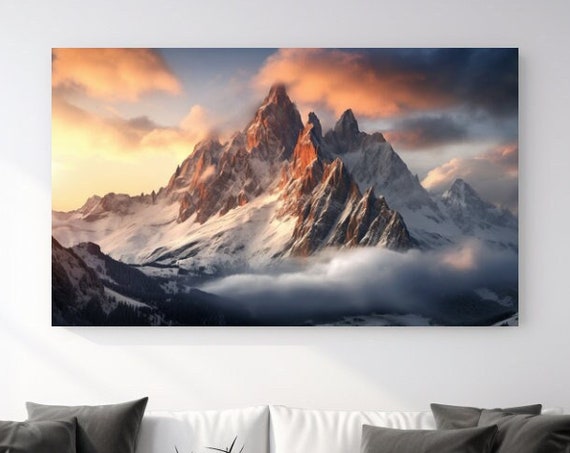 Dolomites Winter Mountains Nature Design Print Picture Home Decor Wall Art Gift Room Decor Ready To Hang