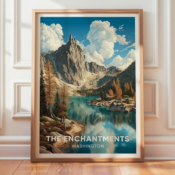 The Enchantments Washington Vintage Travel Poster Natural Landmark Wall Art Print