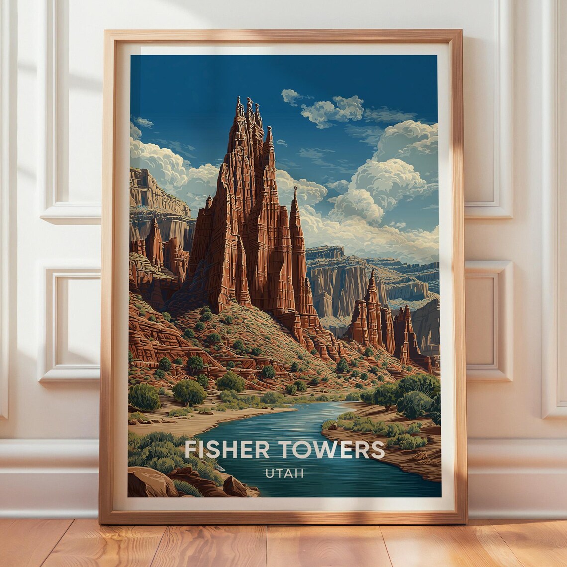 Fisher Towers Utah Vintage Landmark Travel Poster