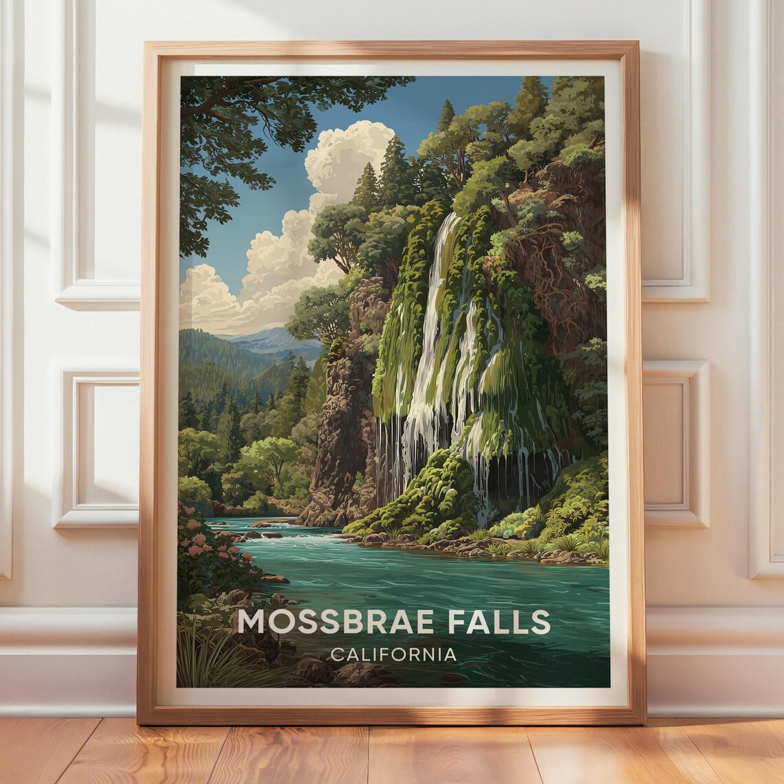 Mossbrae Falls California Vintage Travel Poster