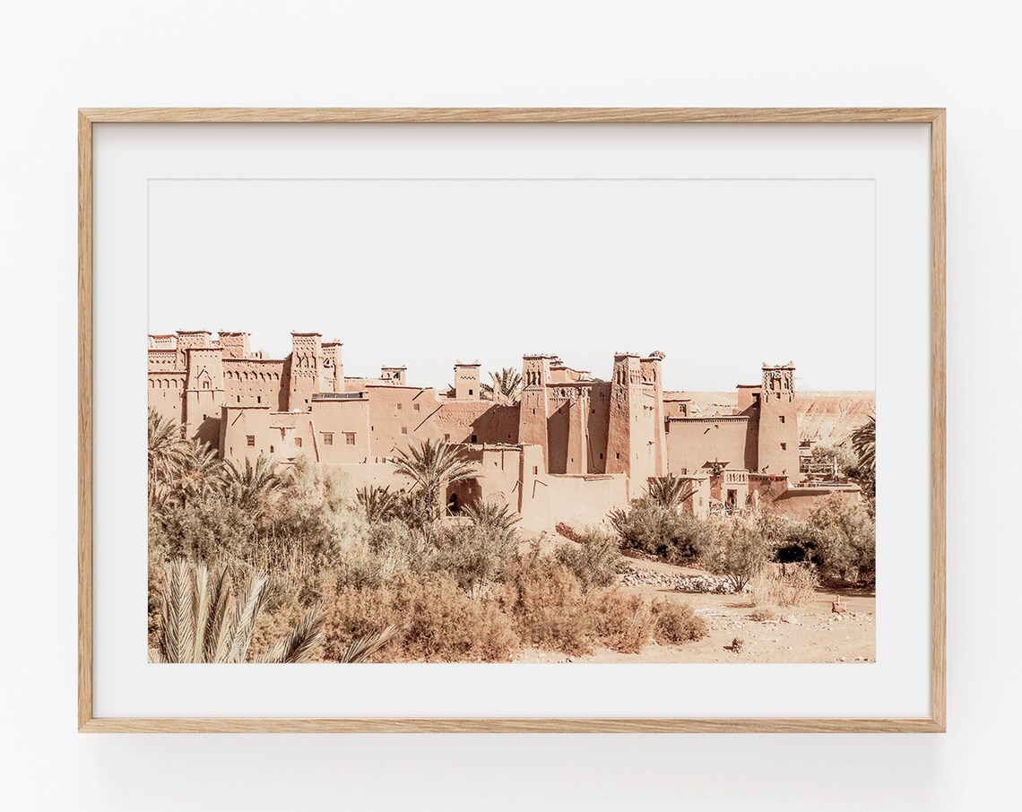 Desert Architecture Travel Poster, Boho Wall Art