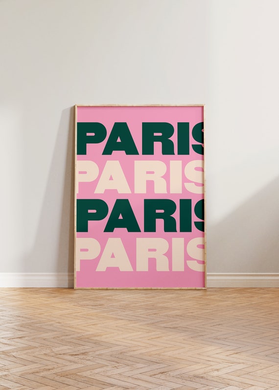 Paris Travel Print, Bold Typographic Travel Poster
