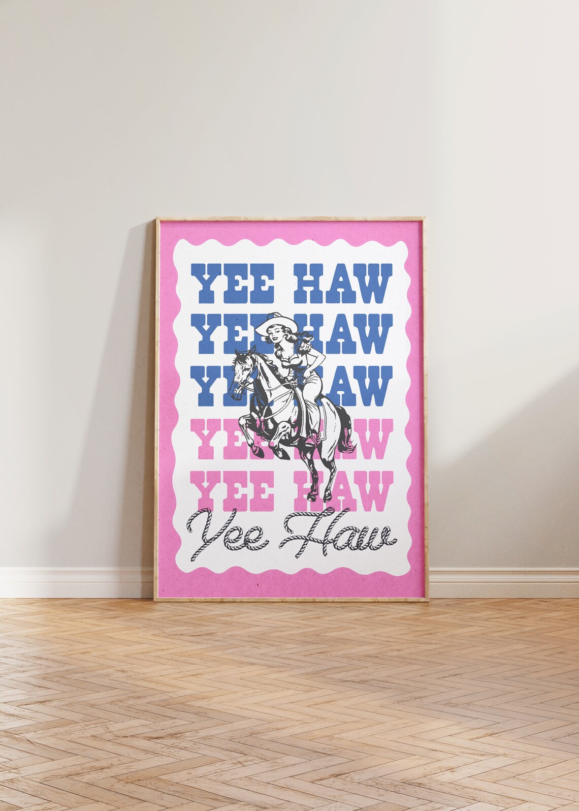 Cowgirl Print Yee Haw Poster, Retro Western Decor