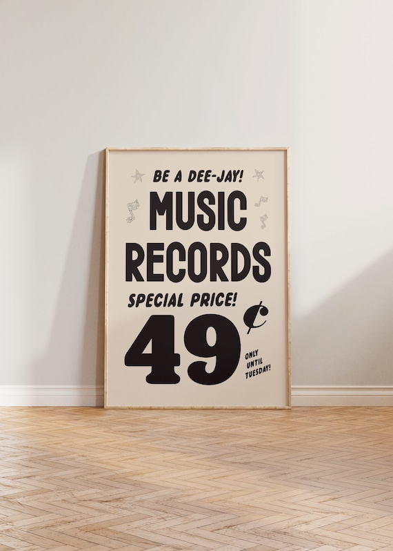 Retro Music Print, Vintage 1950s Record Poster