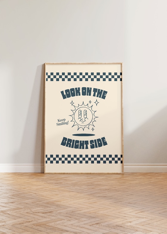 Positive Happy Retro Cartoon Checkered Art Print
