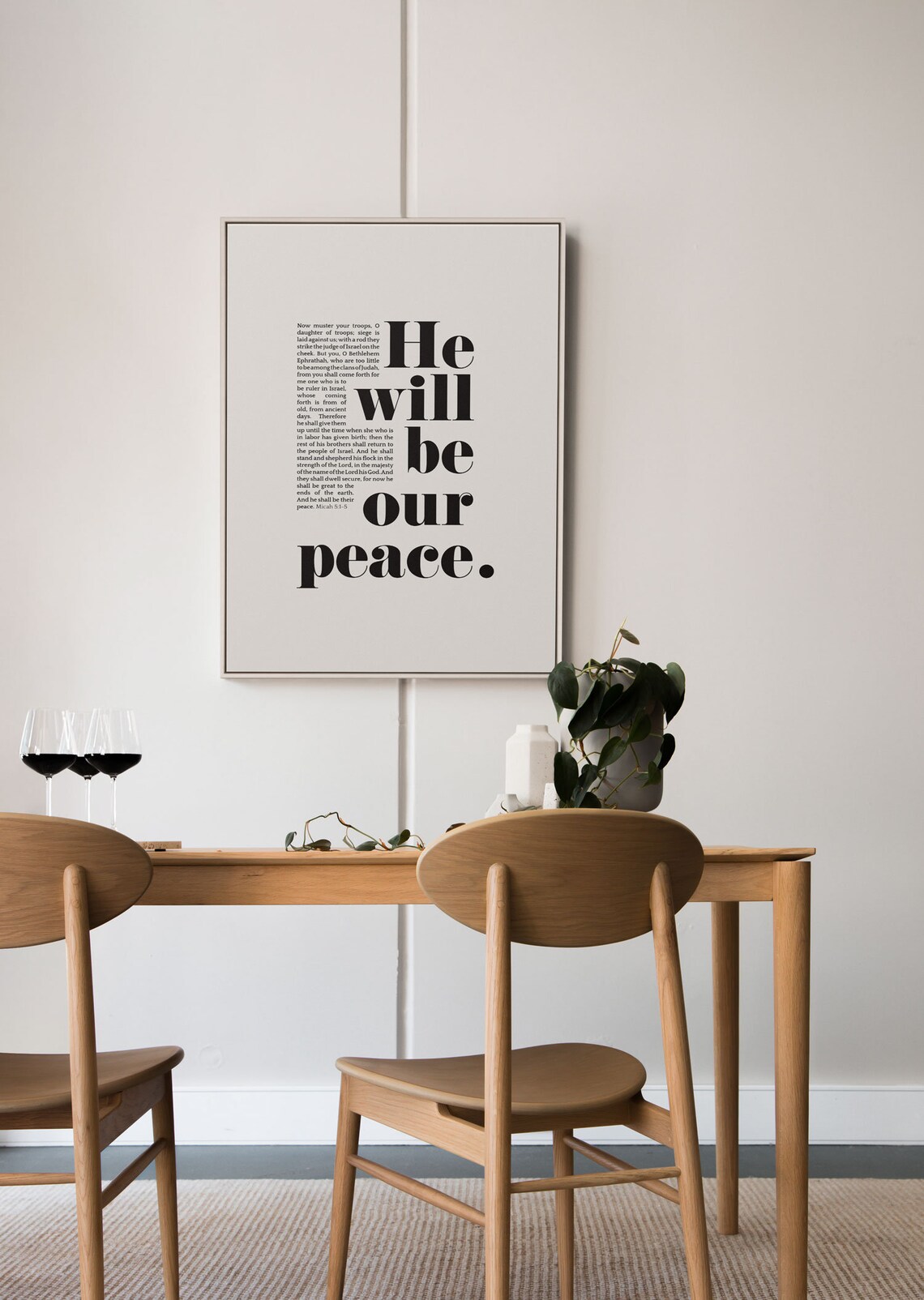 Micah 5:5 He Will Be Our Peace Bible Verse Bold Modern Christian Poster - Image 4