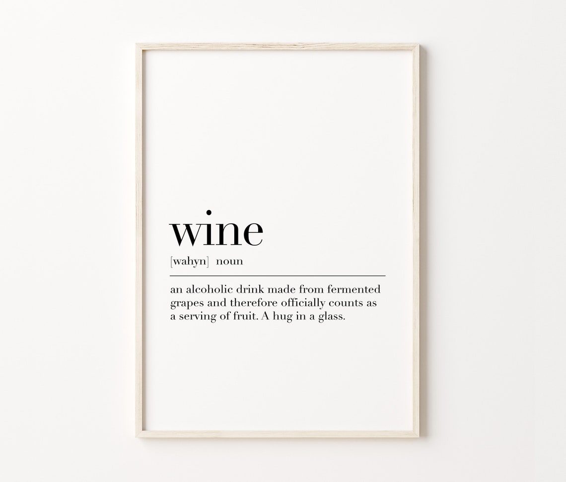 Wine Definition Print Noun Funny Kitchen Wall Decor Meaning Poster - Image 4