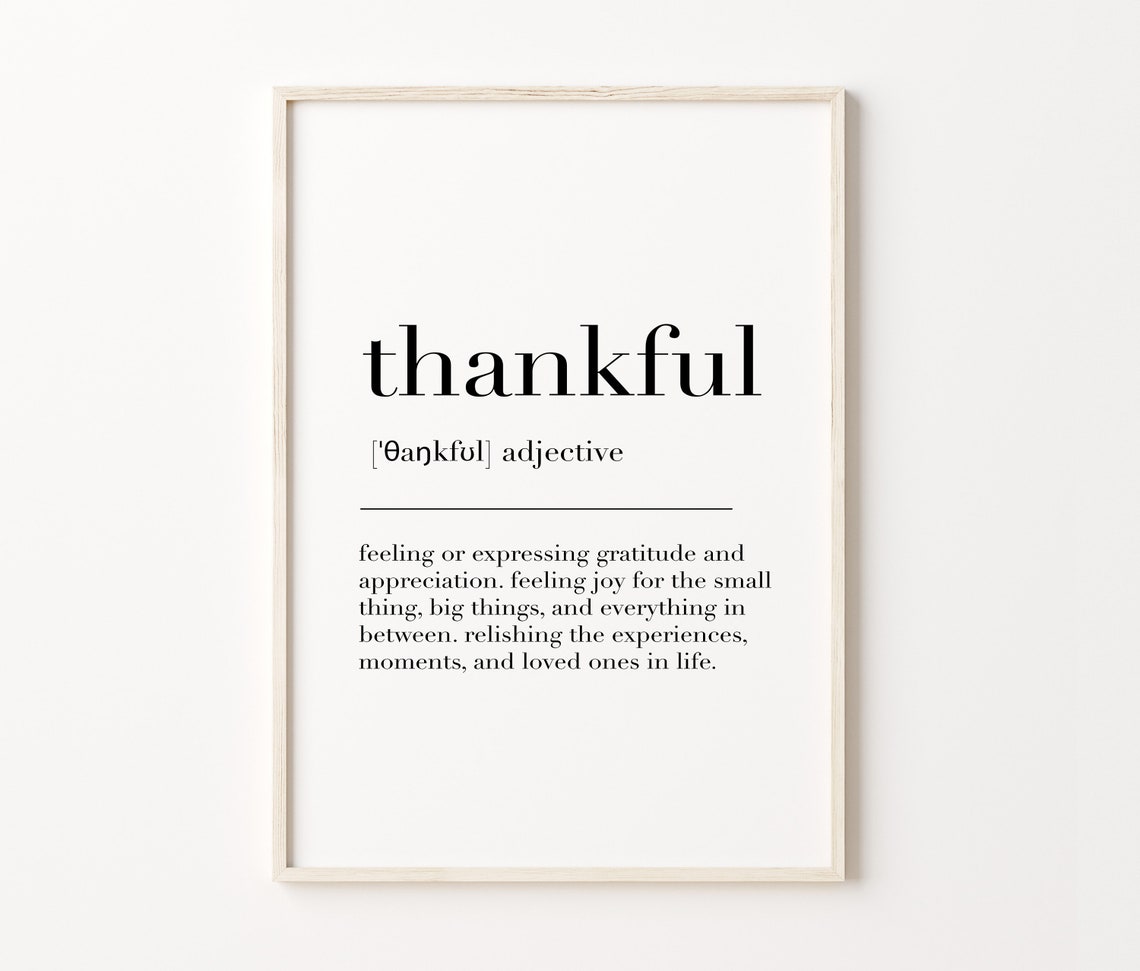 Thankful Definition Print Gratitude Adjective Meaning Wall Art - Image 4