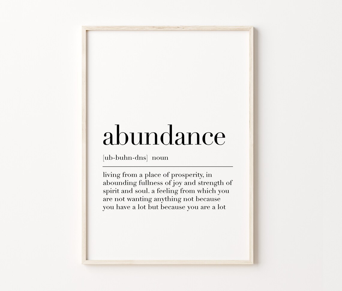 Abundance Abundance Definition Print Manifestation Quote Print Dictionary Artwork - Image 3