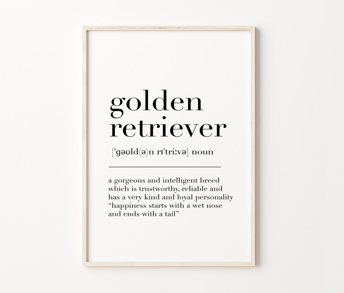 Golden Retriever Definition Dictionary Quote Poster Dog Lover Wall Art - Image 3