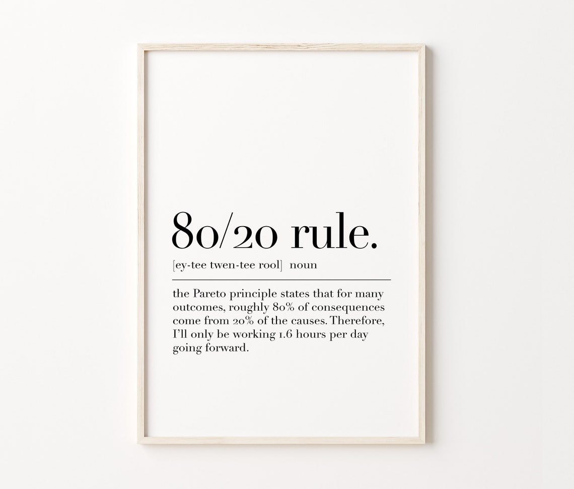 80/20 Rule Funny Pareto Principle Definition Office Quote Poster - Image 3