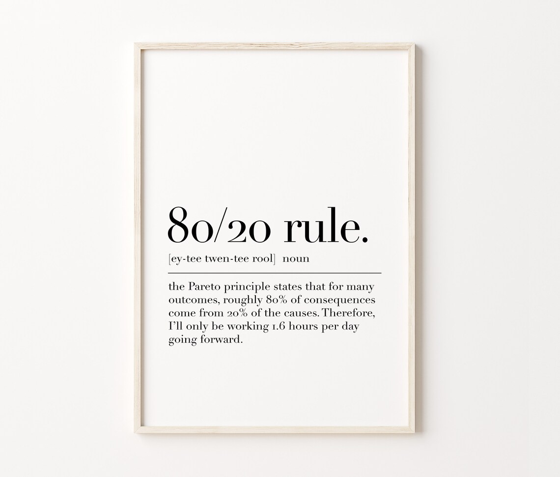 8020 Rule Poster 8020 Rule Definition Print Quote Poster Home Office Decor Office Wall Art Dictionary Poster Art - Image 3