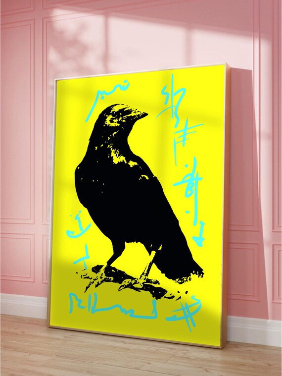 Colorful Crow Art Print Abstract Bird Poster Living Room Decor Coffee Gift