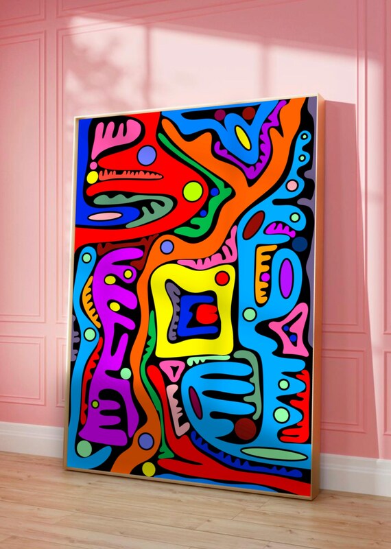 Colorful Drip Abstract Expressionism Art Print Modern Home Decor