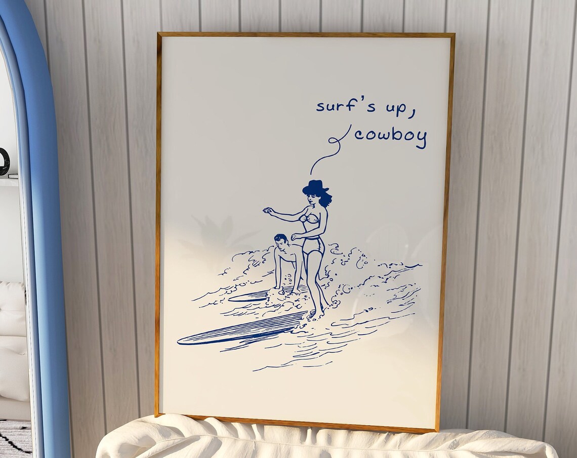 Surfs Up Cowboy Coastal Cowgirl Art Print