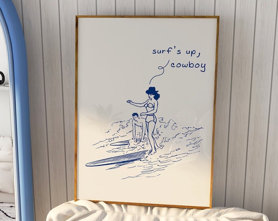 Surfs Up Cowboy Coastal Cowgirl Art Print