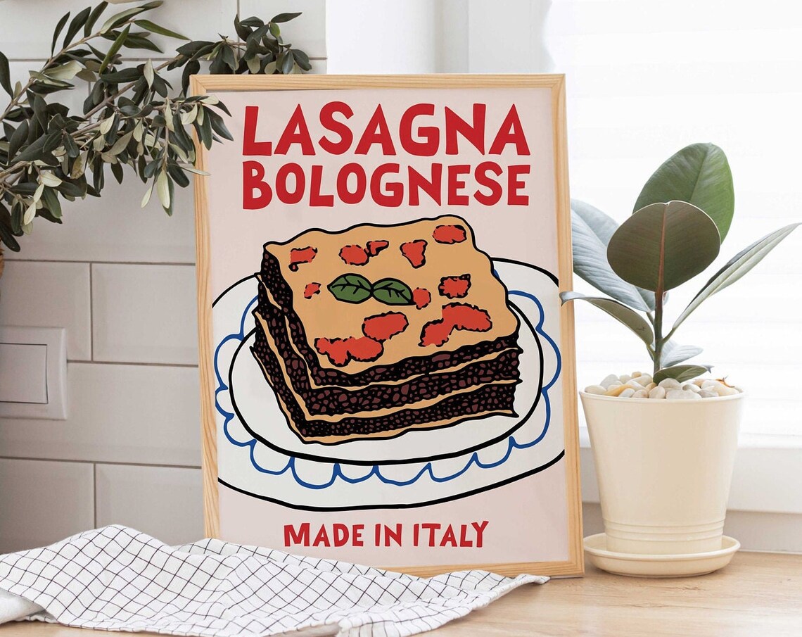Lasagna Bolognese Made In Italy Retro Italian Food Art Poster