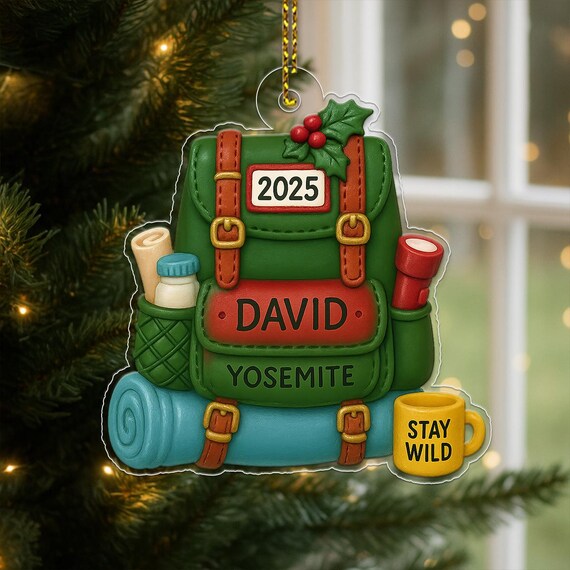 Personalized Camping Backpack 2025 Yosemite Stay Wild Ornament Print