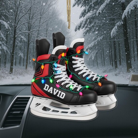 Personalized Hockey Skates Christmas Ornament Custom Name DAVID Keepsake Print