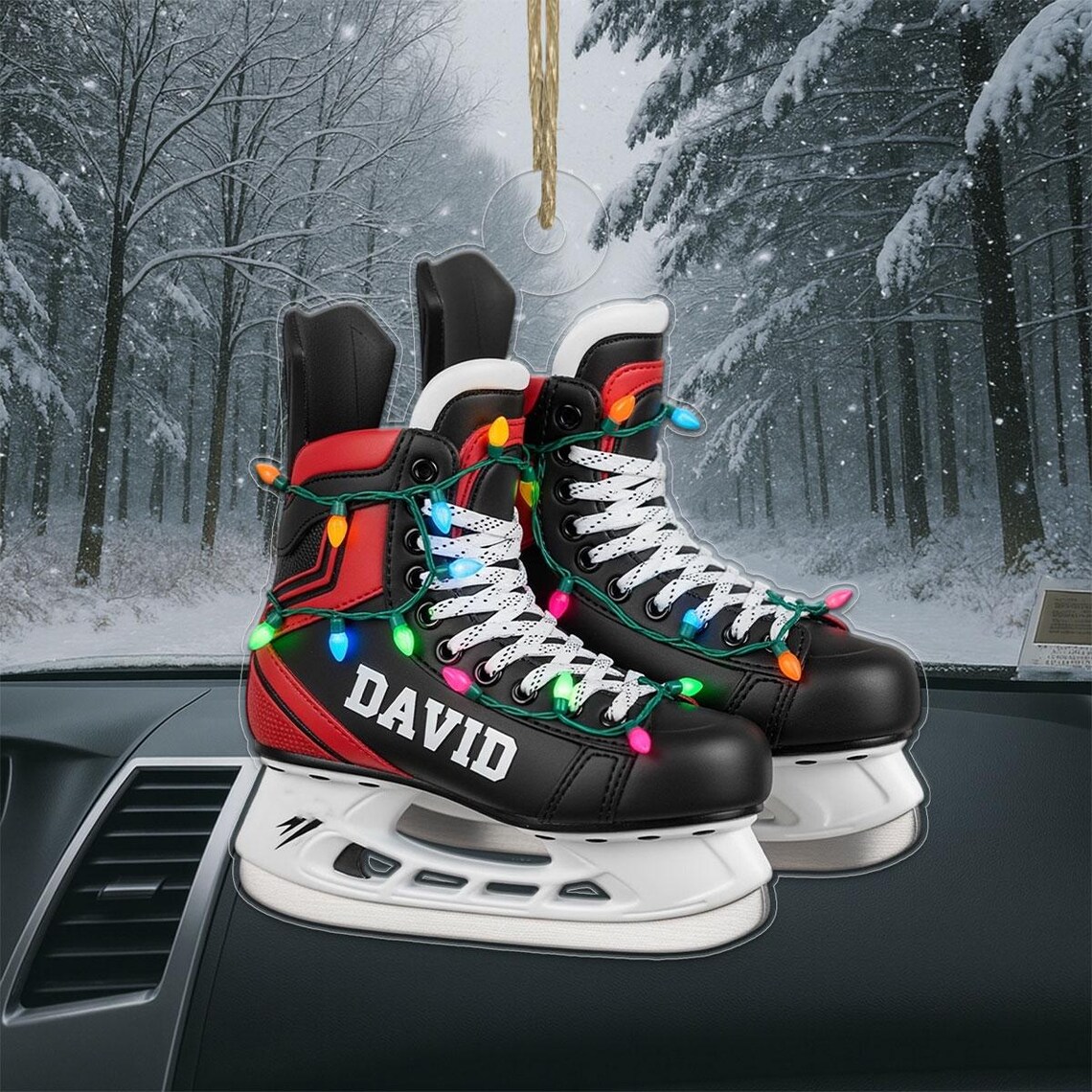 Personalized Hockey Skates Christmas Ornament Custom Name DAVID Keepsake Print