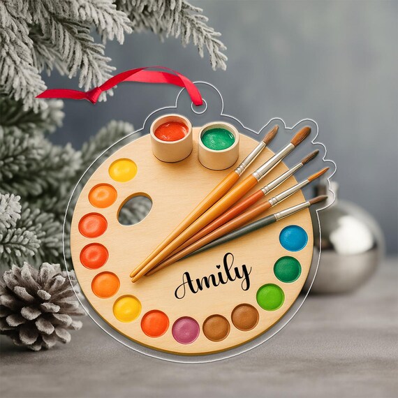 Amily Personalized Artist Palette Acrylic Christmas Ornament Wall Art