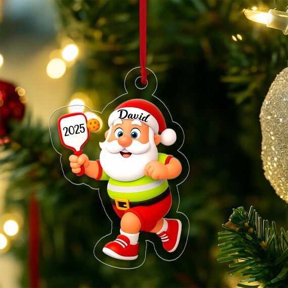 Personalized Pickleball Santa 2025 Name Christmas Sports Print