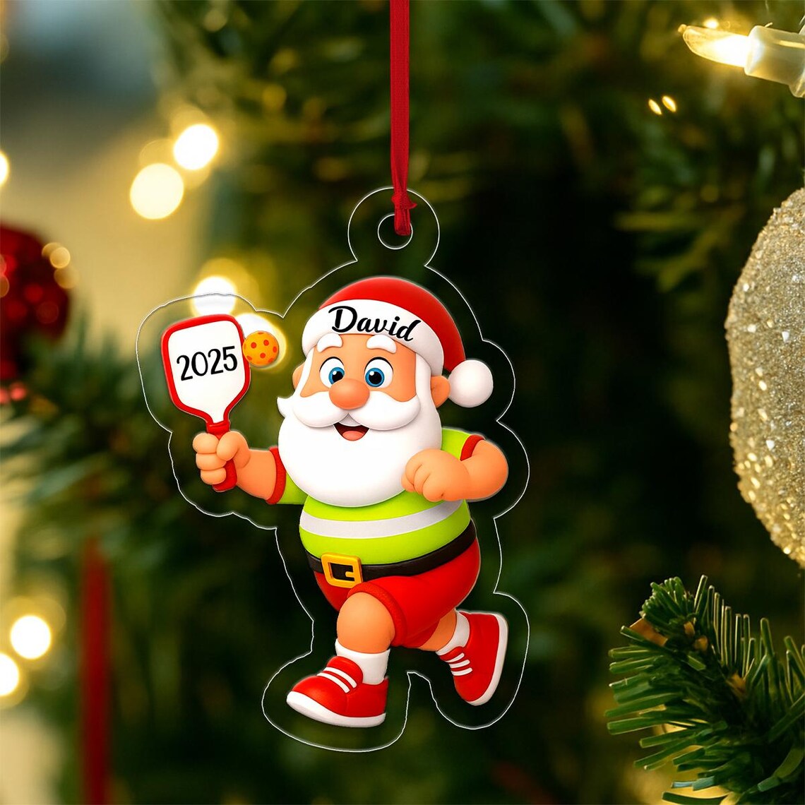 Personalized Pickleball Santa 2025 Name Christmas Sports Print