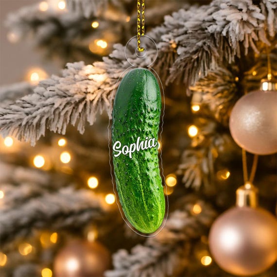 Custom Name Cucumber Ornament Personalized Xmas Tree Decoration Funny Veggie Lover Christmas Gift