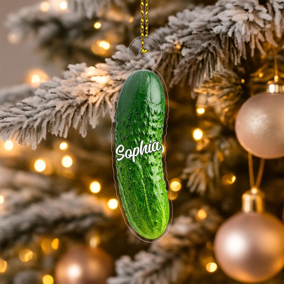 Personalized Christmas Pickle Ornament Custom Name Holiday Tree Print