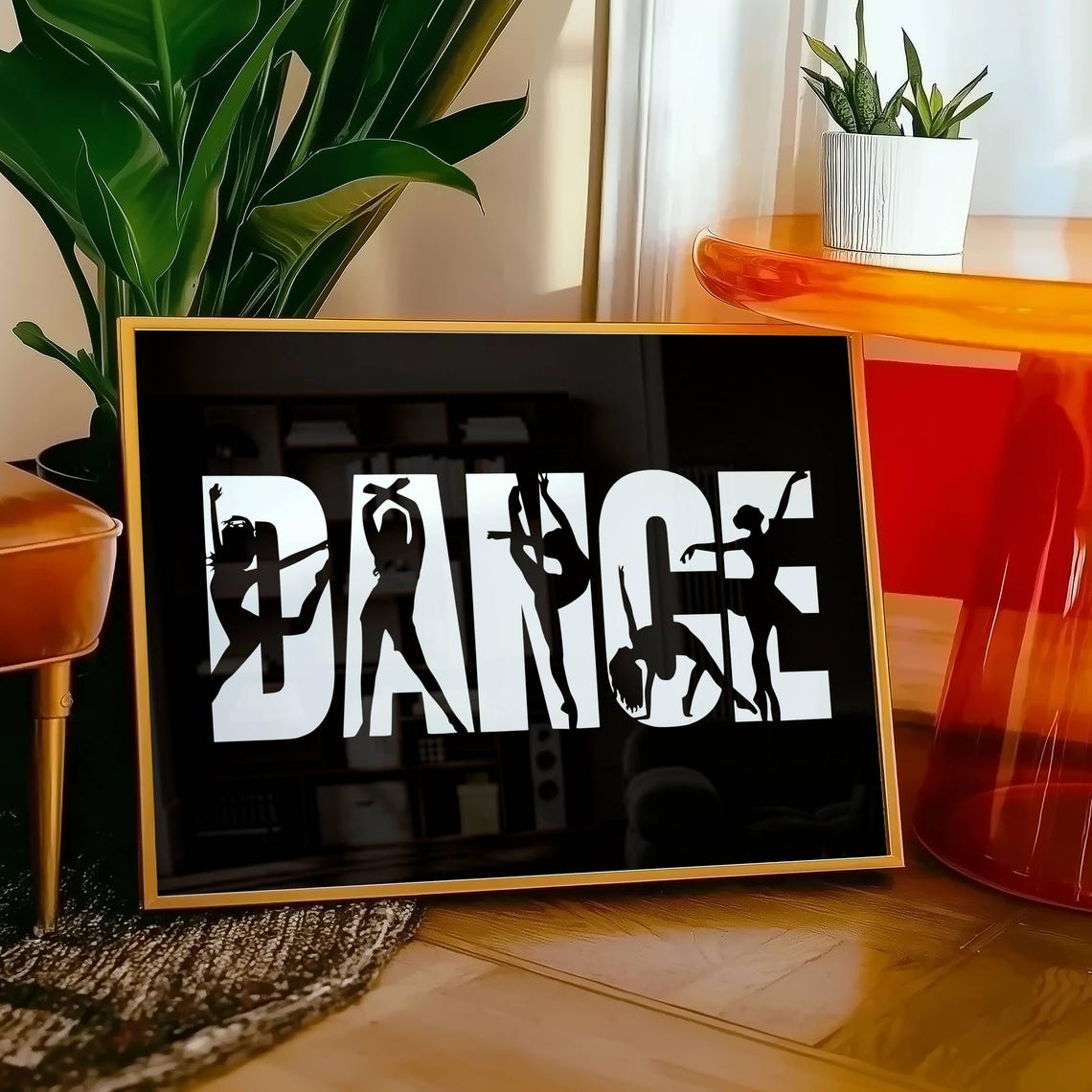 Dance Silhouette Typography Black Modern Dance Studio Poster