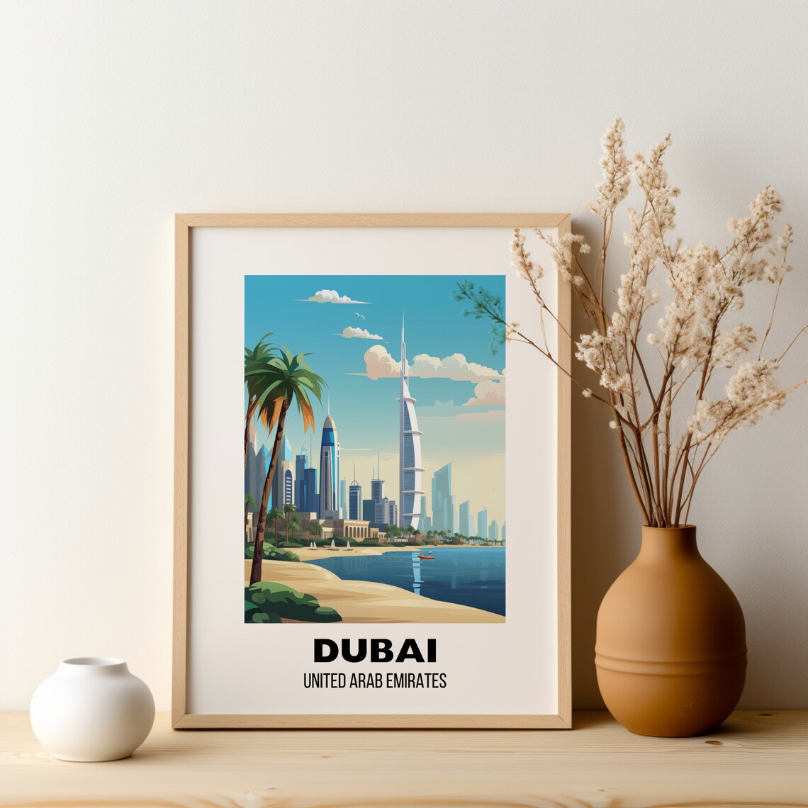 Dubai UAE Beachfront Skyline Futuristic City Scene Travel Poster - Image 2