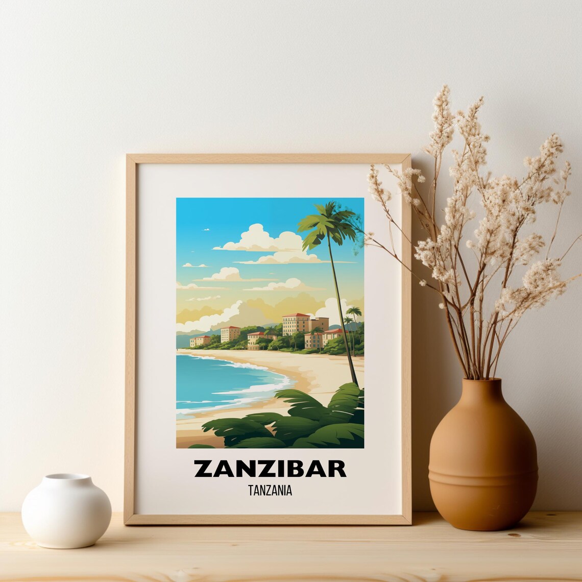 Zanzibar Tanzania Beach Palm Trees Coast Vintage Travel Poster - Image 2