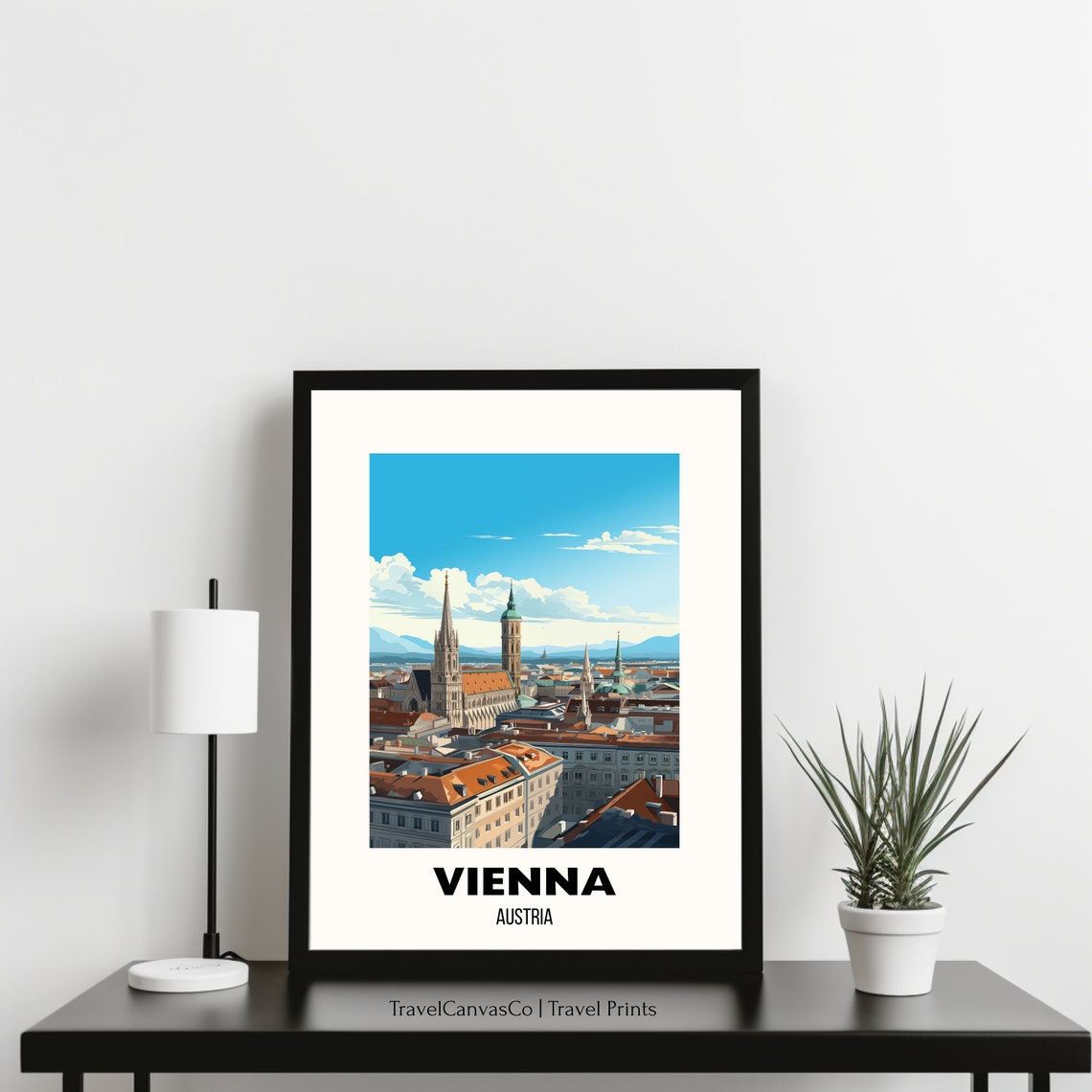 Vienna Austria Skyline With St Stephens Cathedral Spire Travel Poster - Image 3