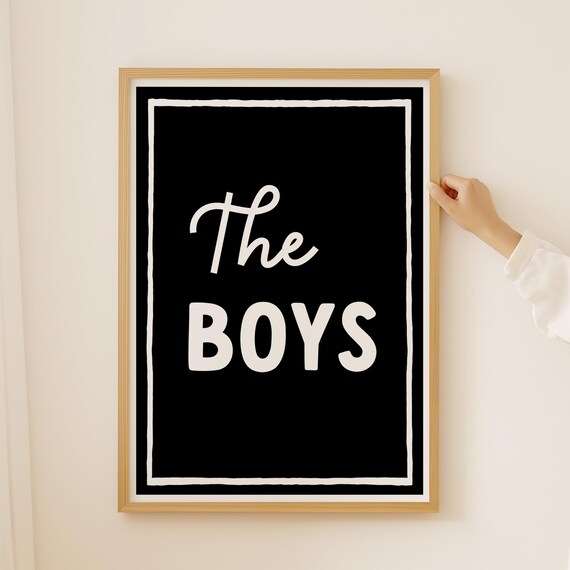 Blackwhite Cool Boys Print Boy Room Modern Nursery Decor Siblings Minimalist Play Kids Wall Art Sign