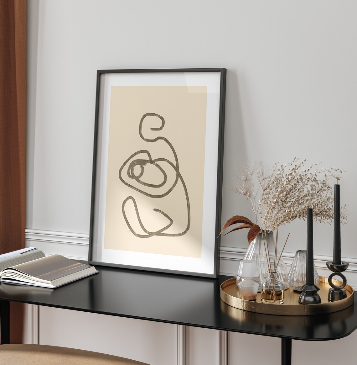 Abstract Motherhood Line Art, Minimalist Drawing
