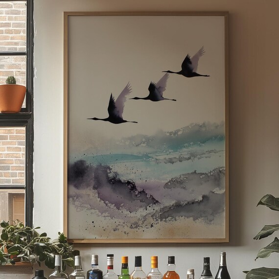 Flight Over Watercolor Skies Art Print