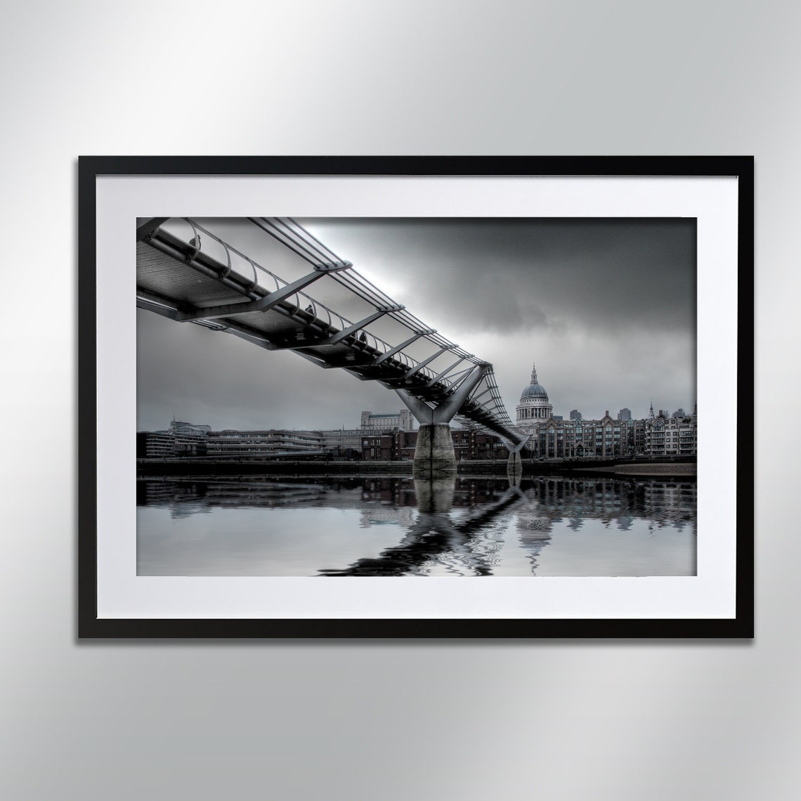 London Millennium Bridge St Pauls Cathedral Moody Night Wall Art