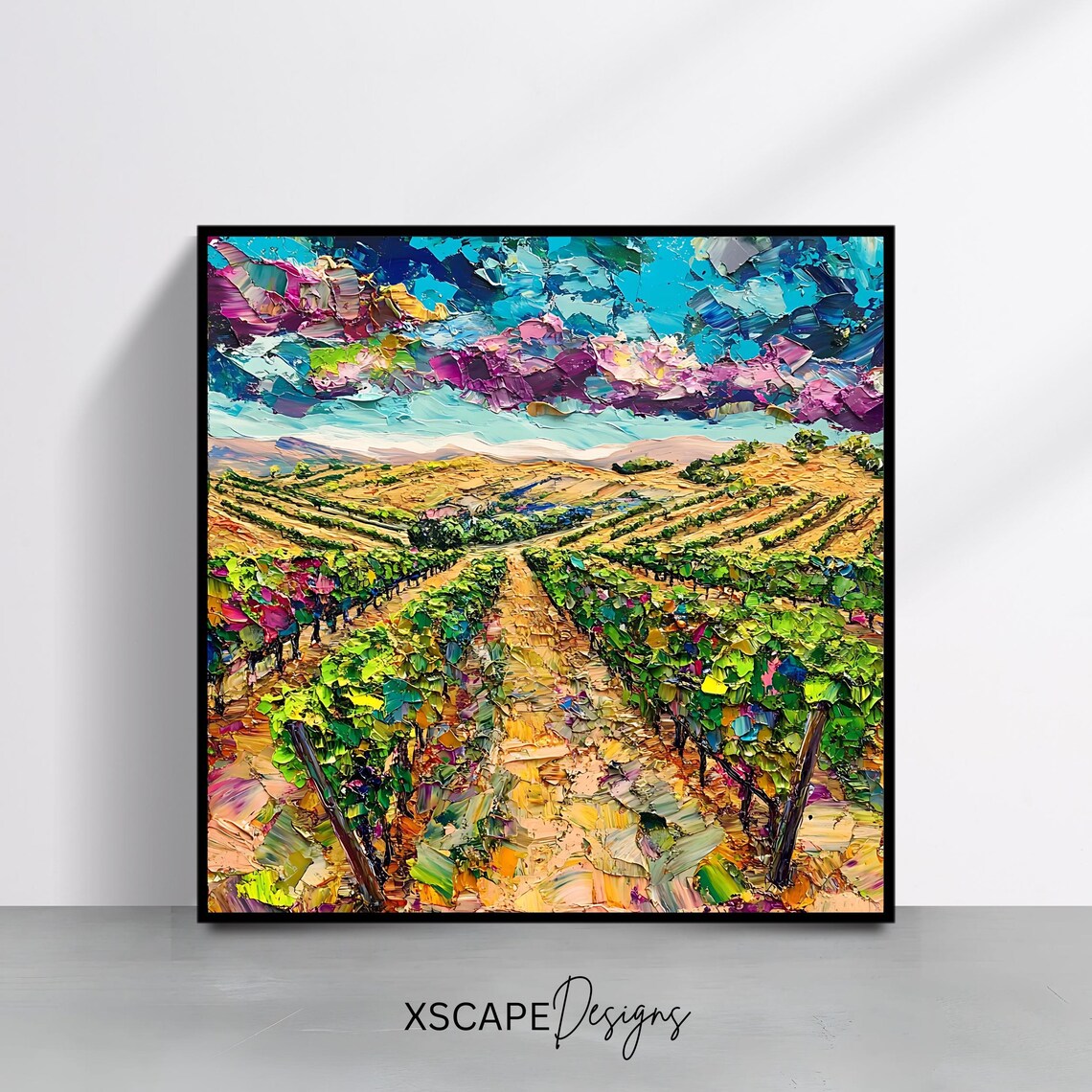 Square Vineyard Colorful Landscape, Modern Nature