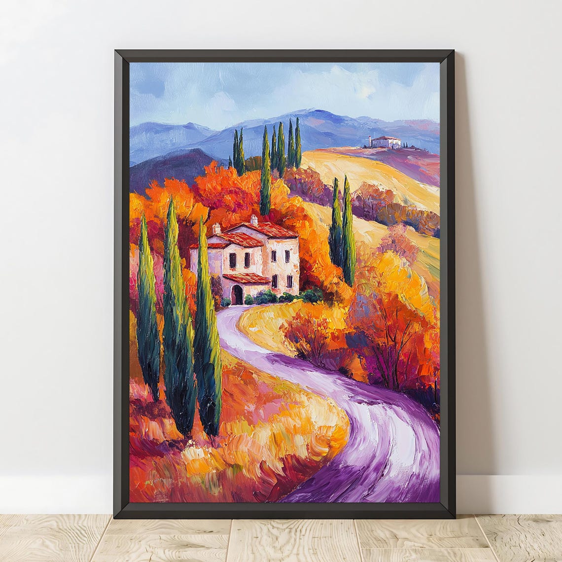 Tuscan Countryside Autumn Villa Winding Road Cypress Foliage Poster - Image 2