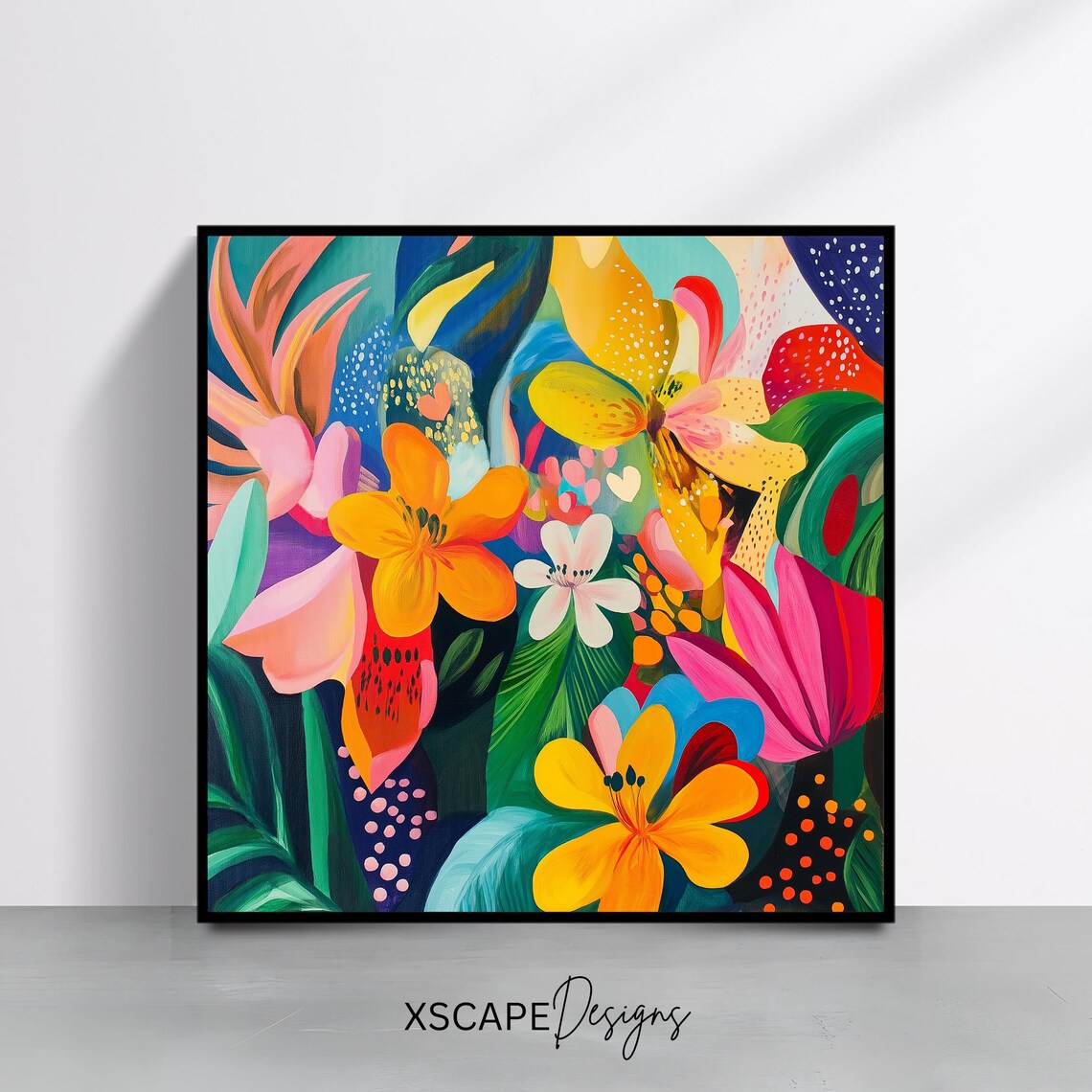 Colorful Floral Abstract, Modern Botanical Art Print